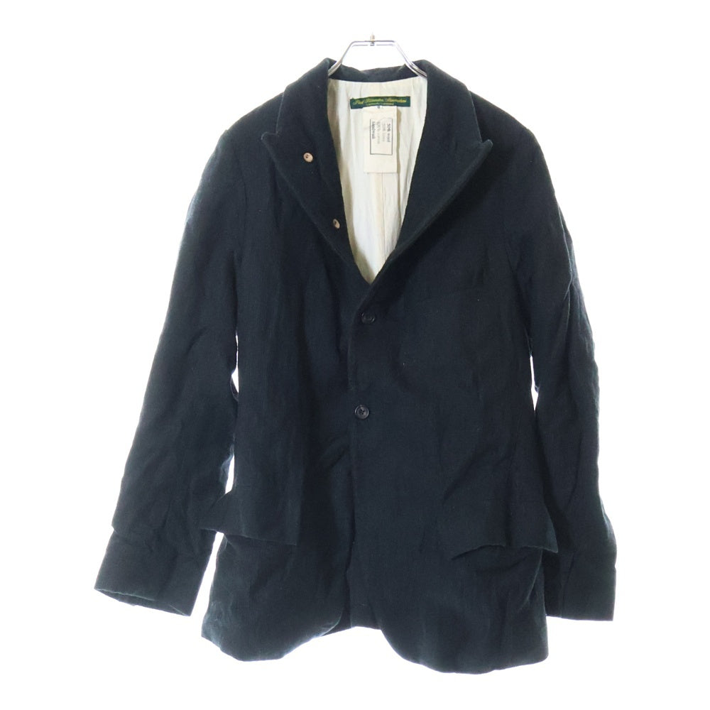 Paul Harnden(ポールハーデン) Mens Blazer ウールリネン ピークドラペル スタンドカラー テーラードジャケット ブレザー ネイビー