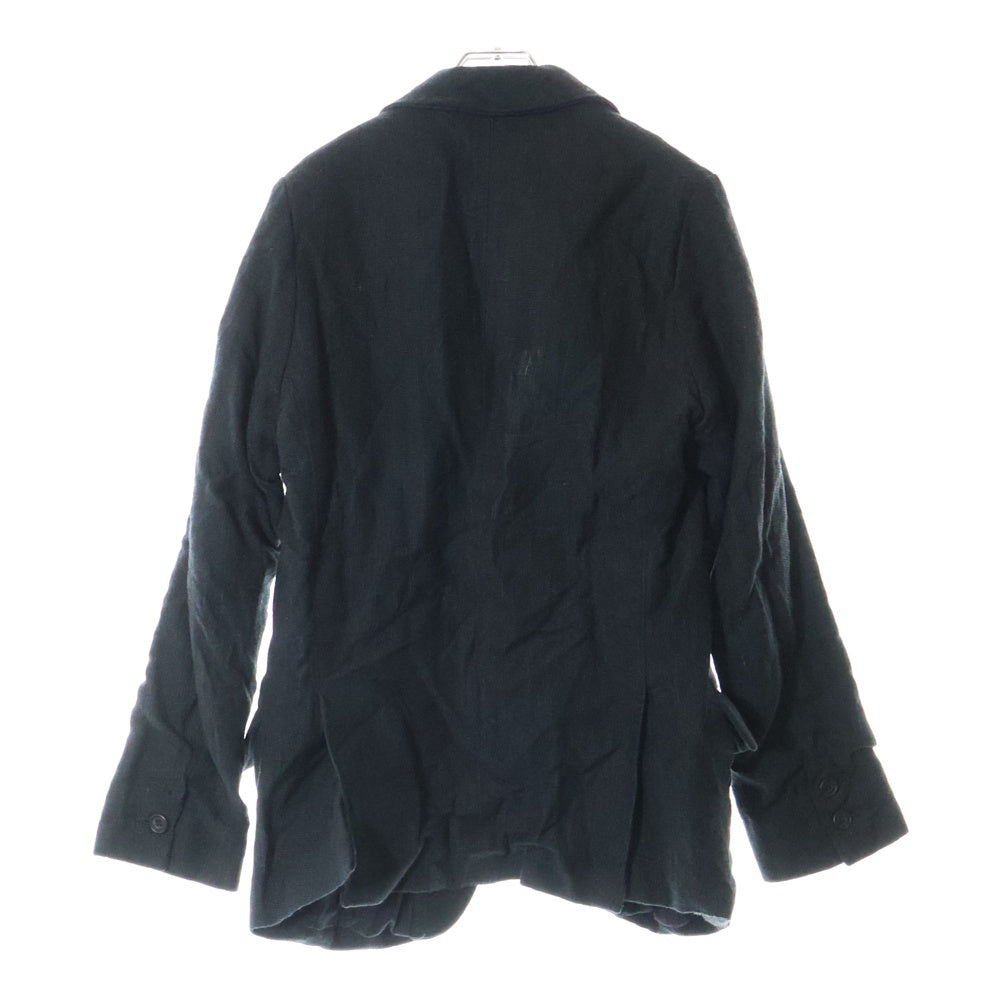 Paul Harnden(ポールハーデン) Mens Blazer ウールリネン ピークドラペル スタンドカラー テーラードジャケット ブレザー ネイビー