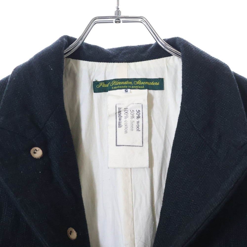 Paul Harnden(ポールハーデン) Mens Blazer ウールリネン ピークドラペル スタンドカラー テーラードジャケット ブレザー ネイビー