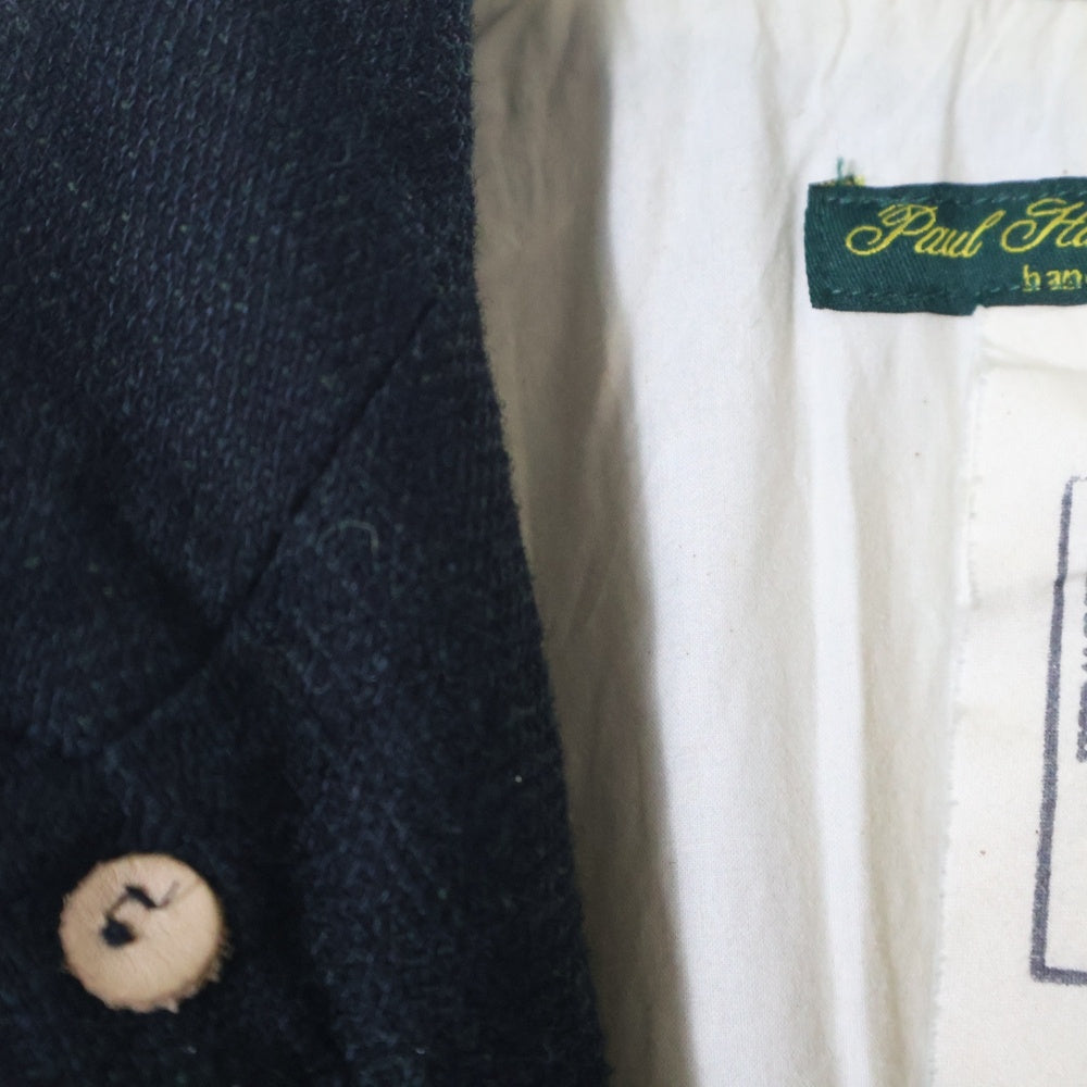 Paul Harnden(ポールハーデン) Mens Blazer ウールリネン ピークドラペル スタンドカラー テーラードジャケット ブレザー ネイビー