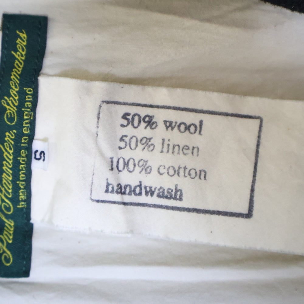 Paul Harnden(ポールハーデン) Mens Blazer ウールリネン ピークドラペル スタンドカラー テーラードジャケット ブレザー ネイビー