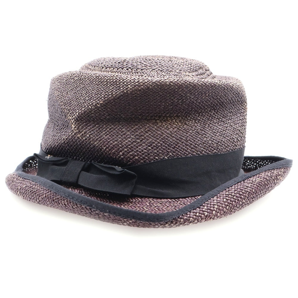 Paul Harnden(ポールハーデン) PORK PIE HAT レザーライナー ポークパイ ストローハット パナマ ブラウン