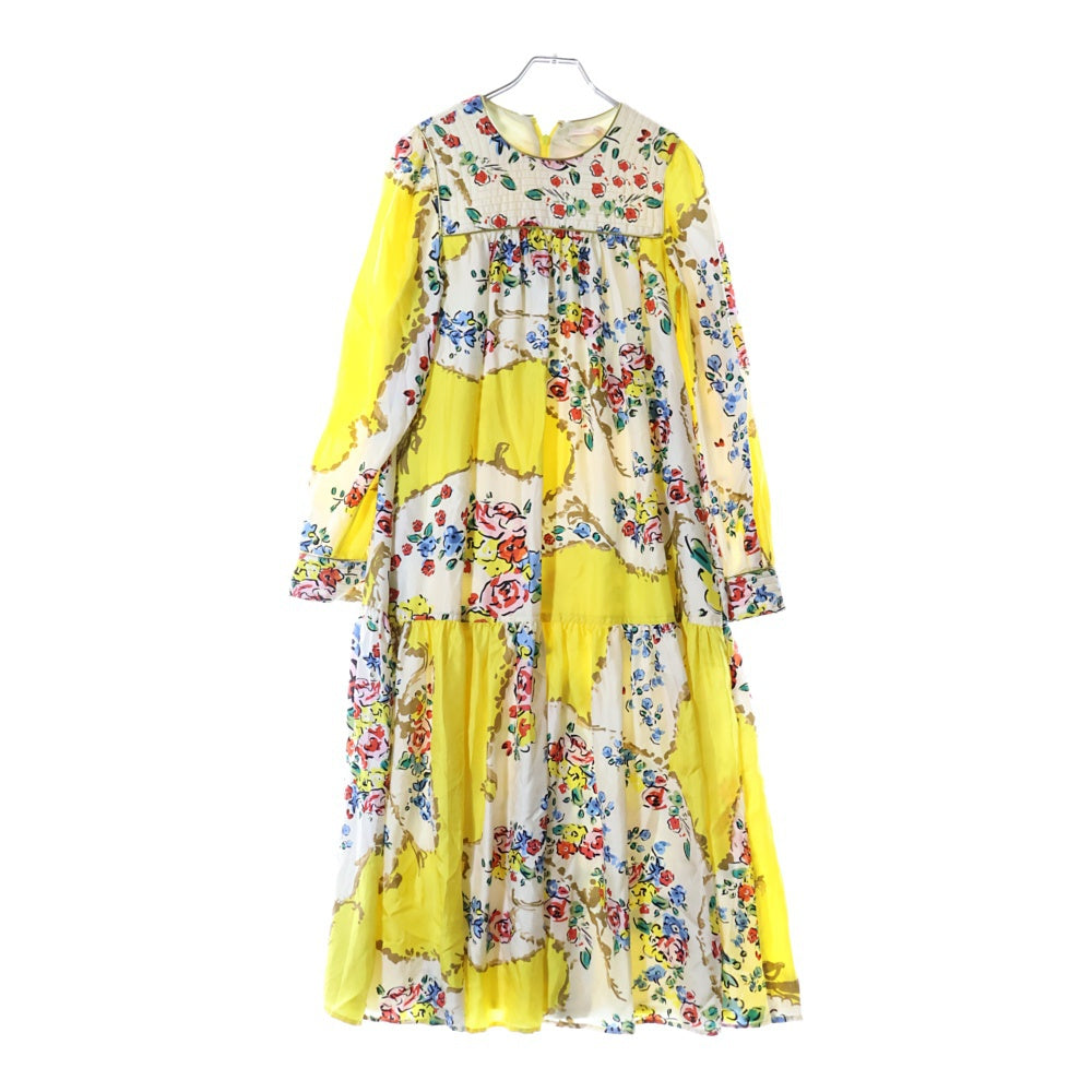TORY BURCH(トリー バーチ) AD2020 フローラルプリント パイピング ワンピース ベージュ/イエロー レディース