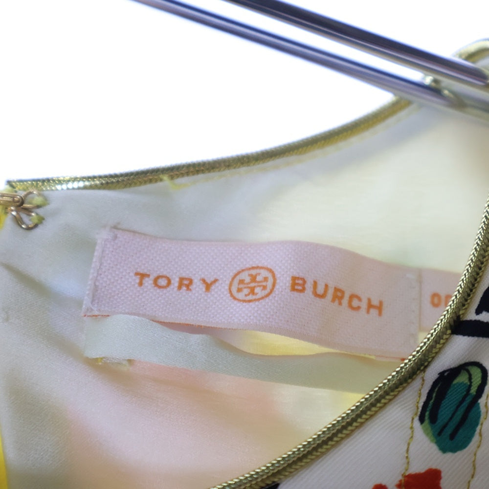 TORY BURCH(トリー バーチ) AD2020 フローラルプリント パイピング ワンピース ベージュ/イエロー レディース