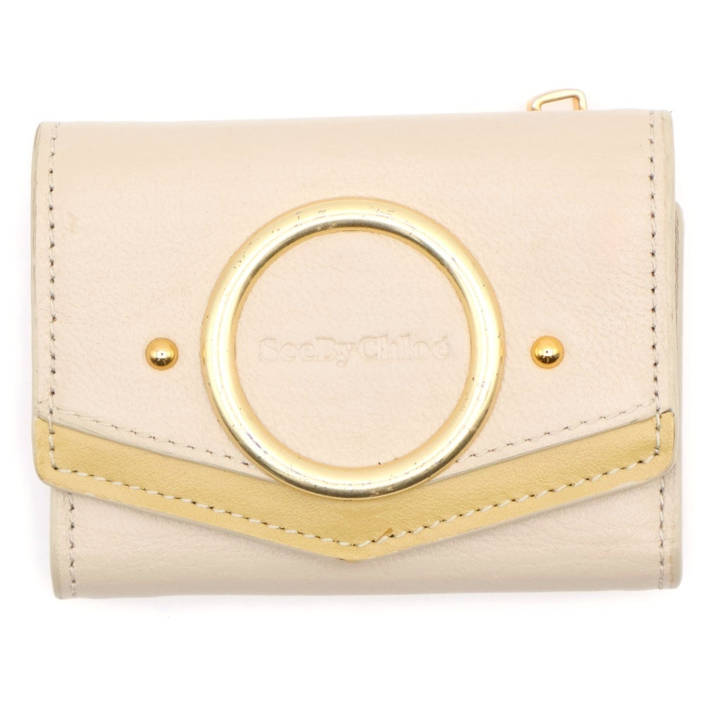 SEE BY CHLOE(シーバイクロエ) AURA オーラ サークル金具付 3つ折り レザー ミニウォレット 財布 レディース 01-20-86-65