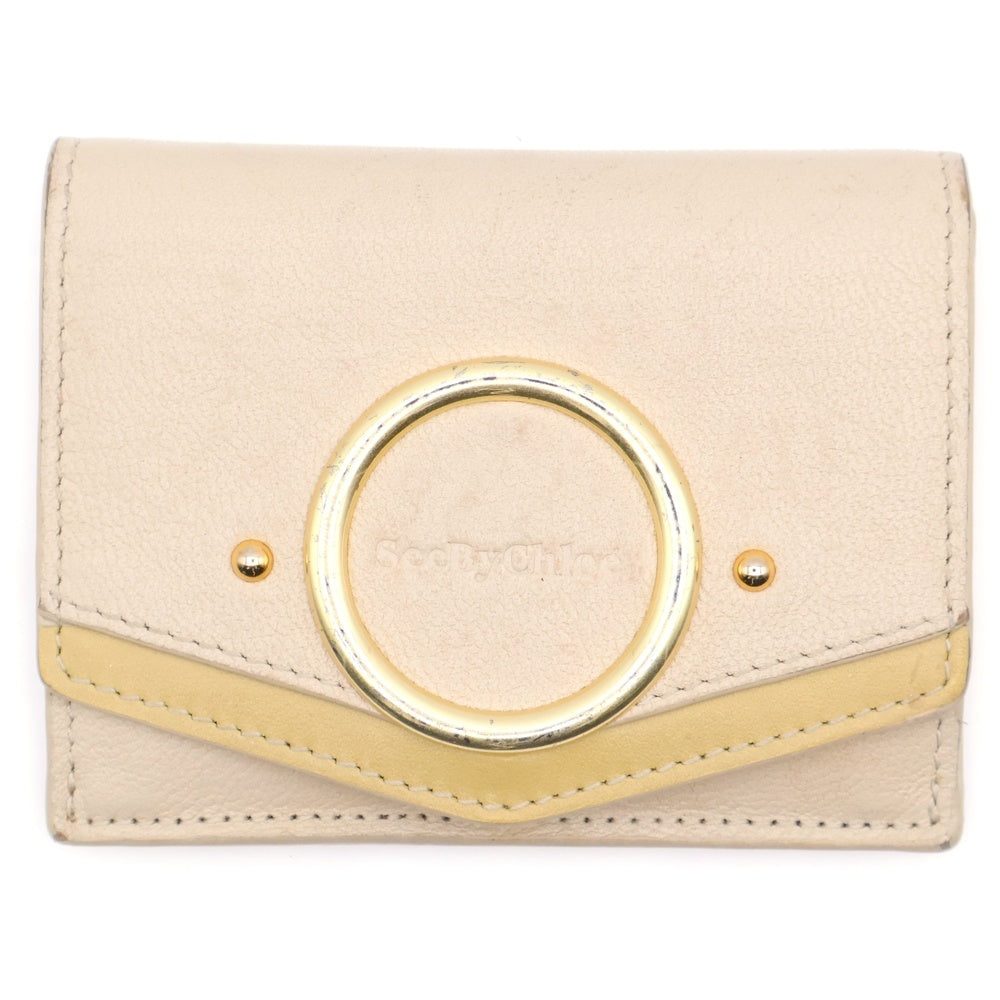 SEE BY CHLOE(シーバイクロエ) AURA オーラ サークル金具付 2つ折り レザー ミニウォレット 財布 レディース 01-20-86-65