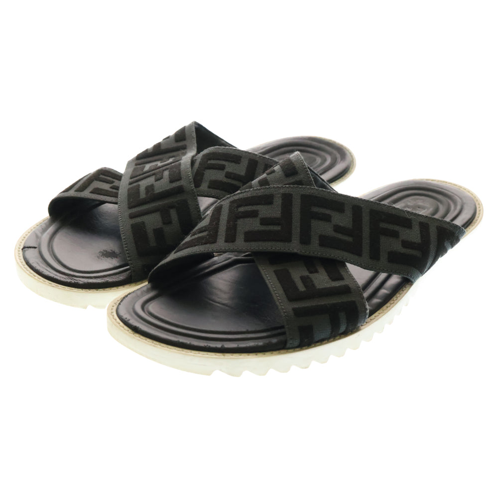 FENDI(フェンディ) FF Logo Cross Slider Slippers FFロゴ クロス スライダー スリッパ サンダル ブラック 7X1222 A63T