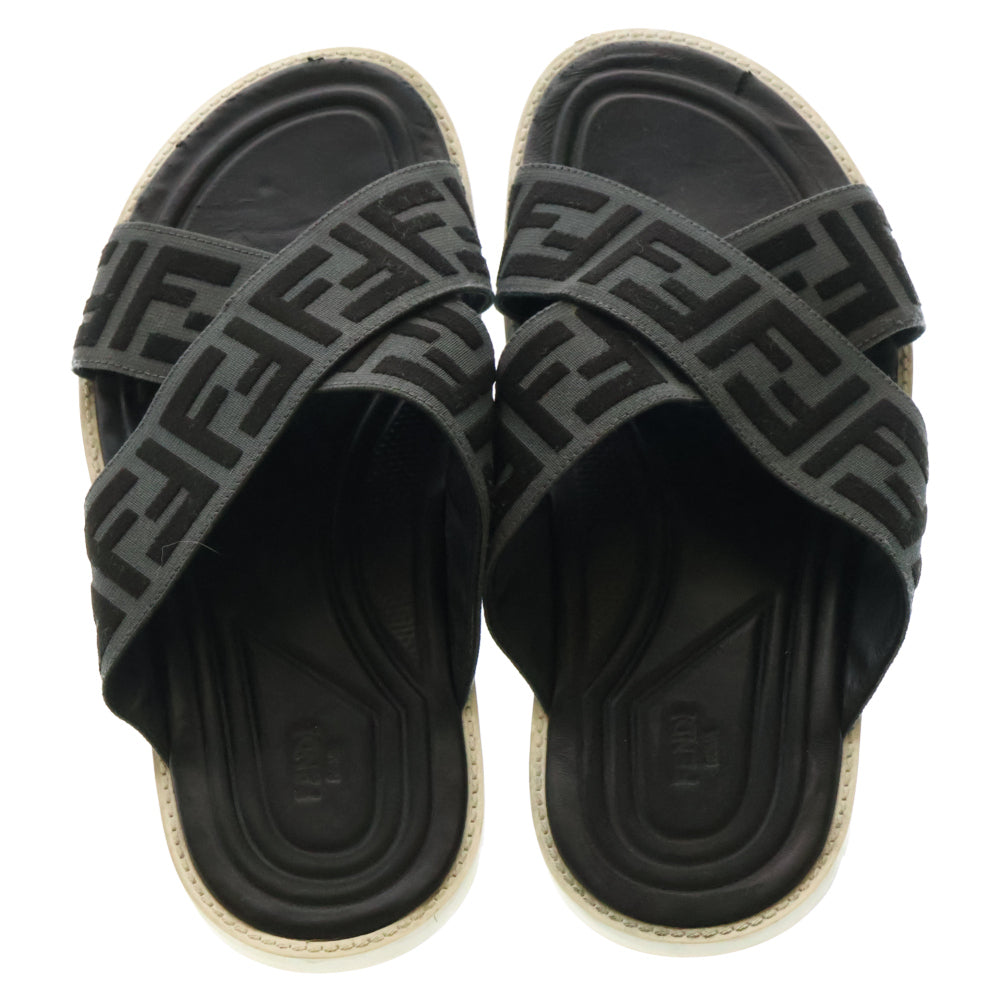 FENDI(フェンディ) FF Logo Cross Slider Slippers FFロゴ クロス スライダー スリッパ サンダル ブラック 7X1222 A63T