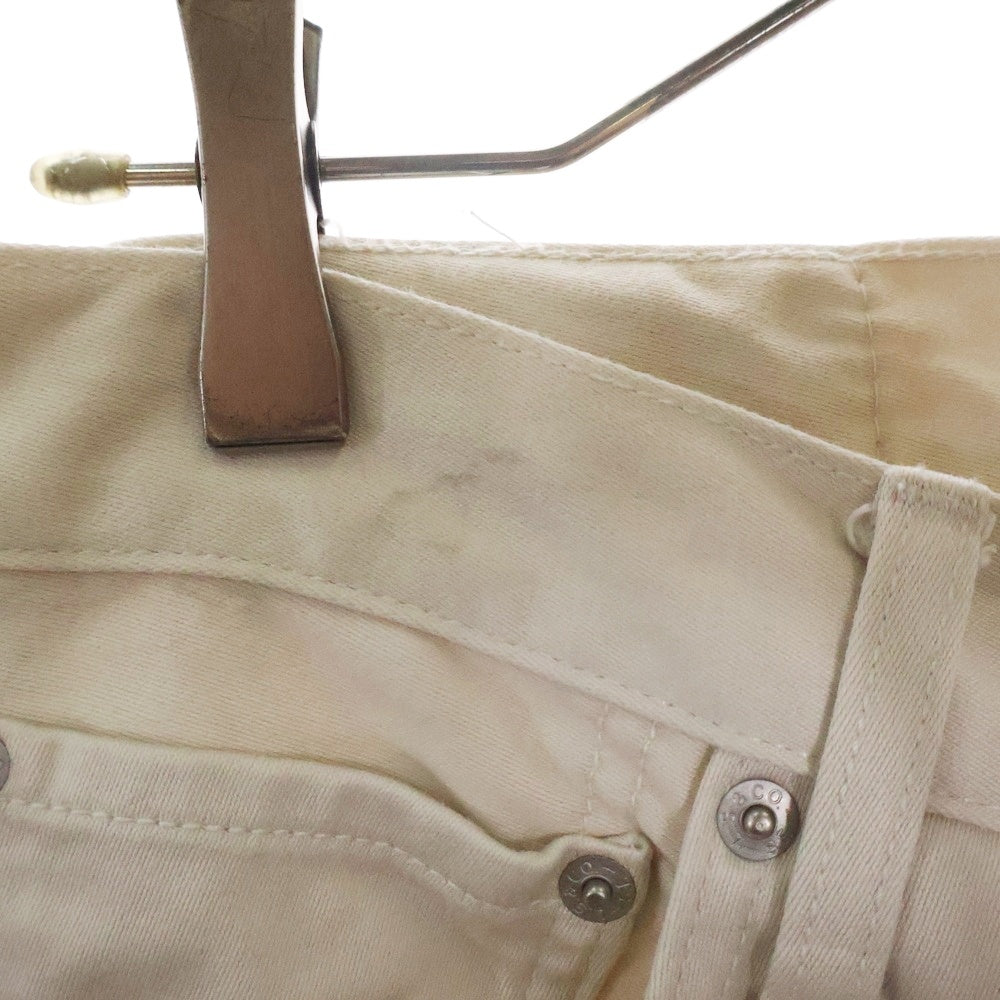 Levi's Fenom(リーバイス フェノム) ×FRAGMENT DESIGN フラグメントデザイン スタッズ装飾 スモールe ボタン裏J30 バックロゴプリント ジップフライ ワークストレートパンツ アイボリー FM50C-0002