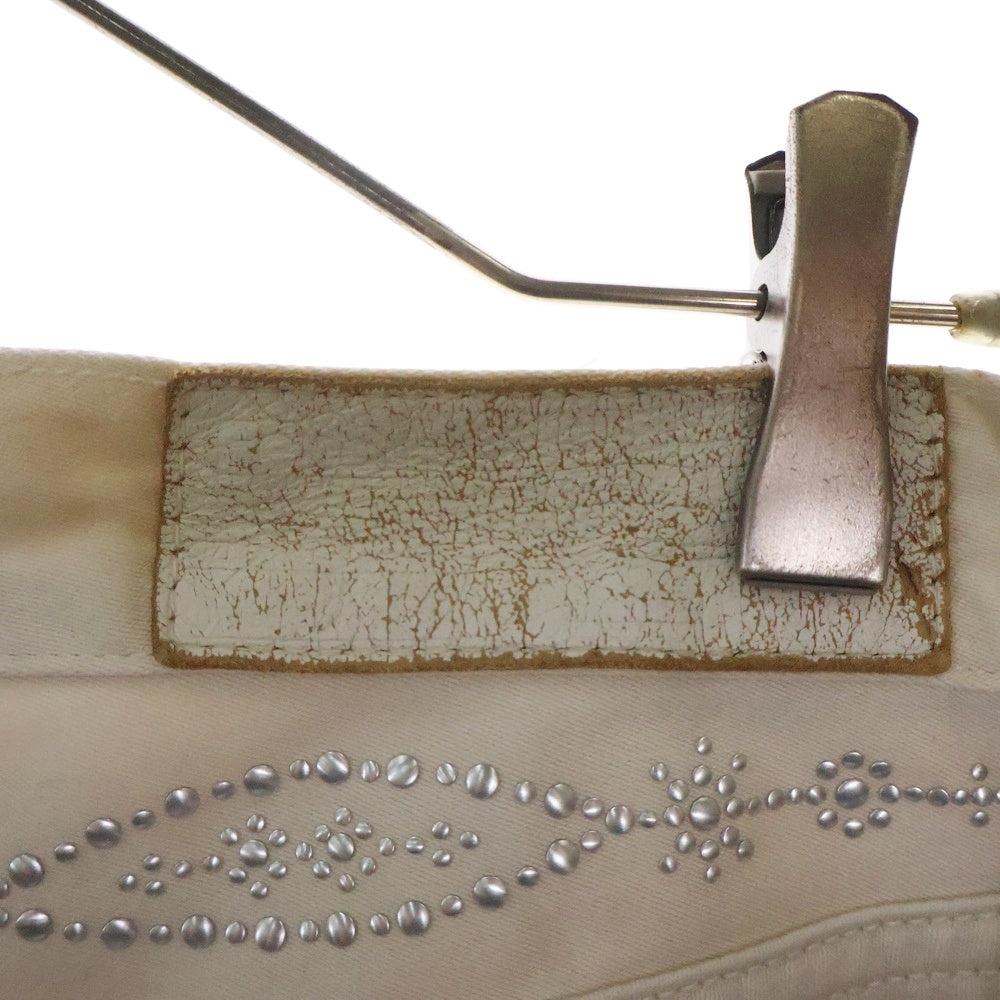 Levi's Fenom(リーバイス フェノム) ×FRAGMENT DESIGN フラグメントデザイン スタッズ装飾 スモールe ボタン裏J30 バックロゴプリント ジップフライ ワークストレートパンツ アイボリー FM50C-0002