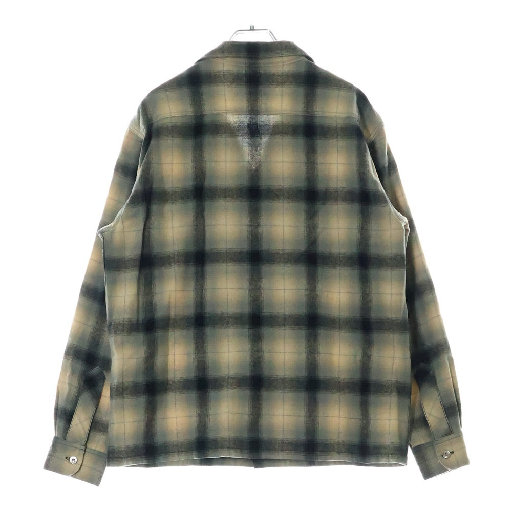 TENDERLOIN(テンダーロイン) 08AW T-WOOL SHT オンブレチェック ウールナイロン オープンカラー 長袖シャツ ベージュ/ブラック