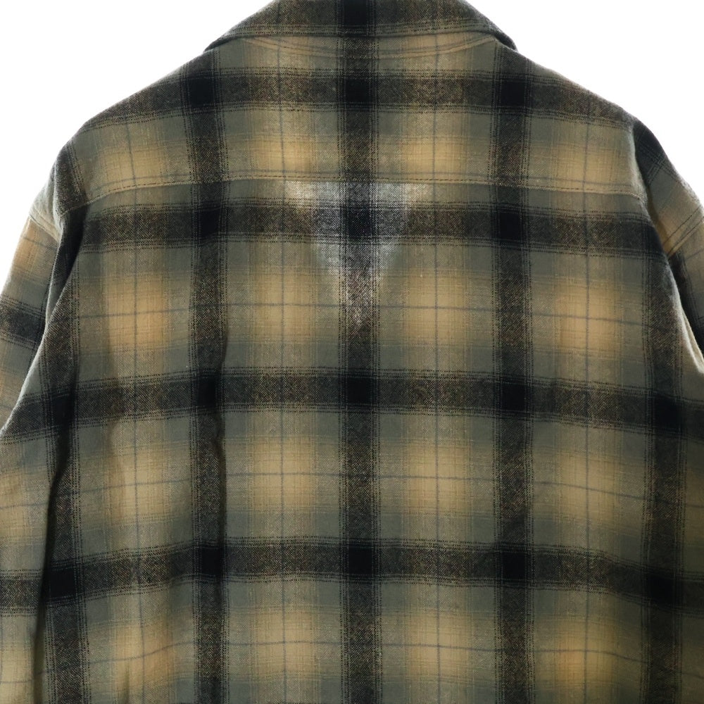 TENDERLOIN(テンダーロイン) 08AW T-WOOL SHT オンブレチェック ウールナイロン オープンカラー 長袖シャツ ベージュ/ブラック