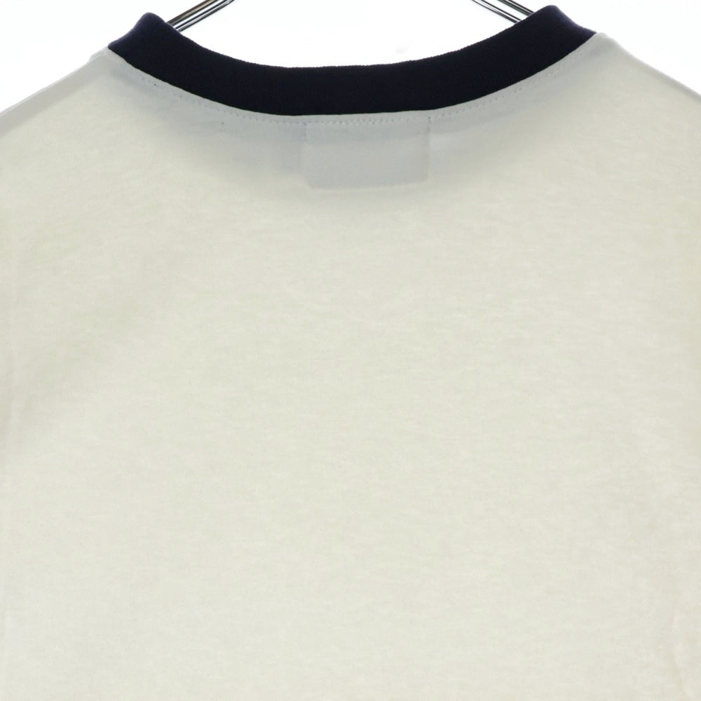TENDERLOIN(テンダーロイン) USA製 マリンタグ 裾リブ クルーネック 長袖Tシャツ カットソー ホワイト/ネイビー
