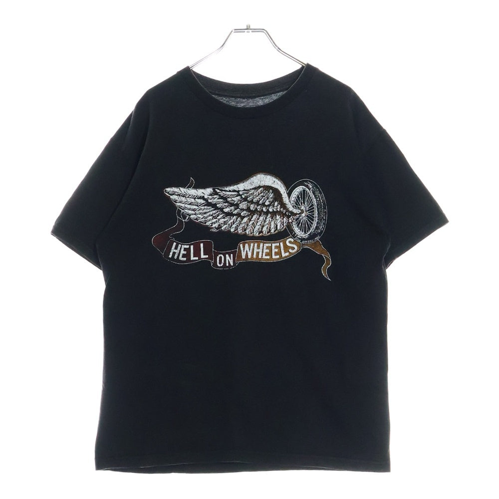 TENDERLOIN(テンダーロイン) HELL ON WHEELS ヘルオンホイール 両面プリント クルーネック 半袖Tシャツ カットソー ブラック