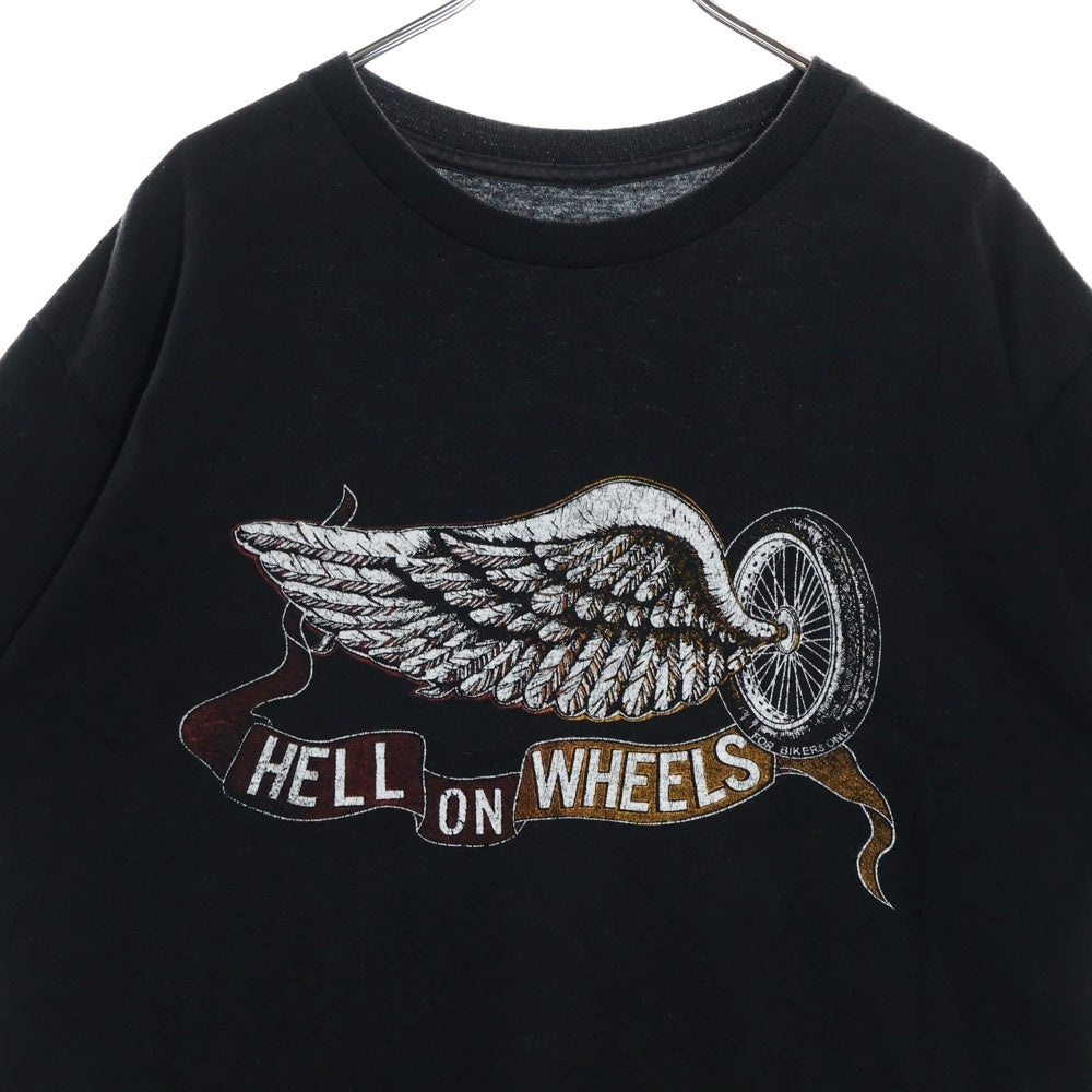 TENDERLOIN(テンダーロイン) HELL ON WHEELS ヘルオンホイール 両面プリント クルーネック 半袖Tシャツ カットソー ブラック