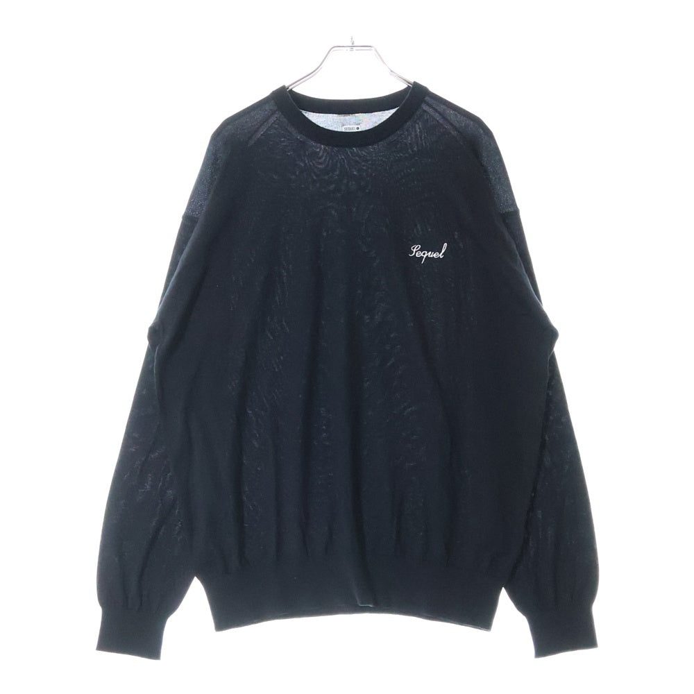 SEQUEL(シークエル) 25SS KNIT CREW NECK フロント刺繍 クルーネック コットンニット セーター ブラック SQ-25SS-KN-01