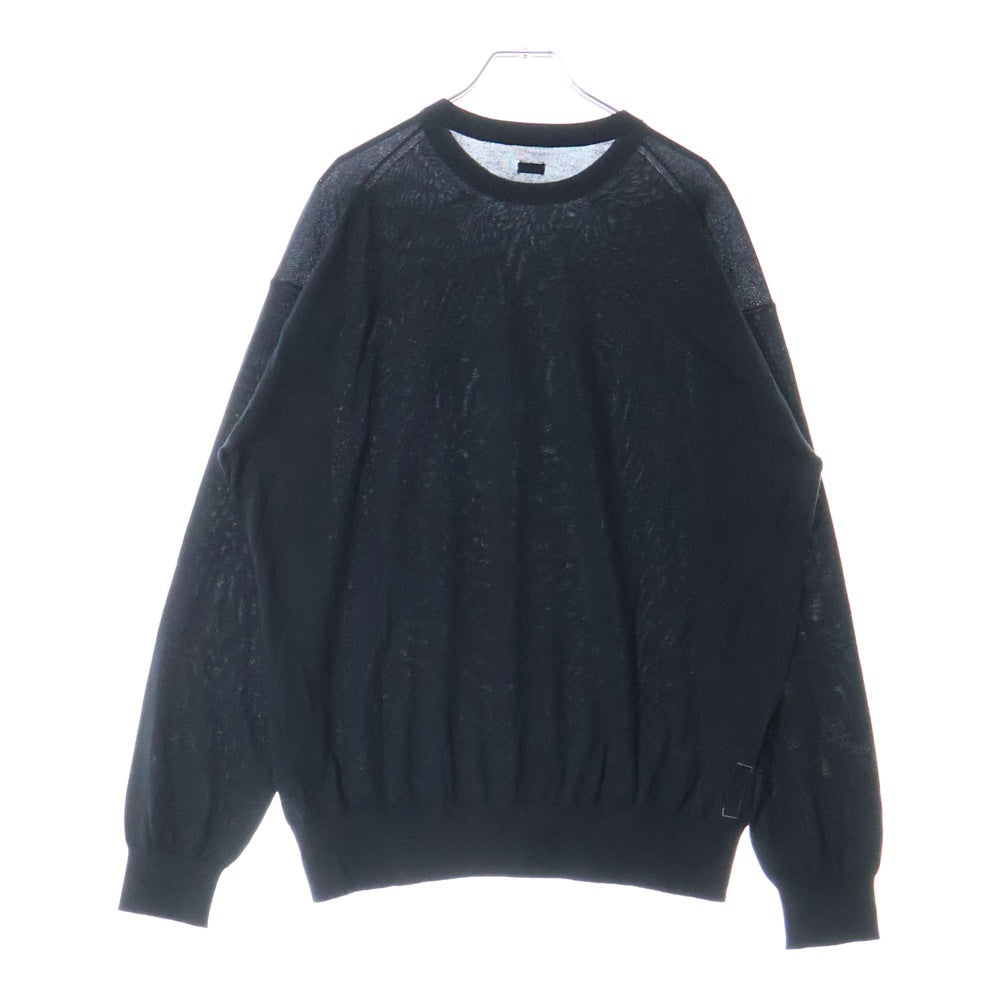 SEQUEL(シークエル) 25SS KNIT CREW NECK フロント刺繍 クルーネック コットンニット セーター ブラック SQ-25SS-KN-01