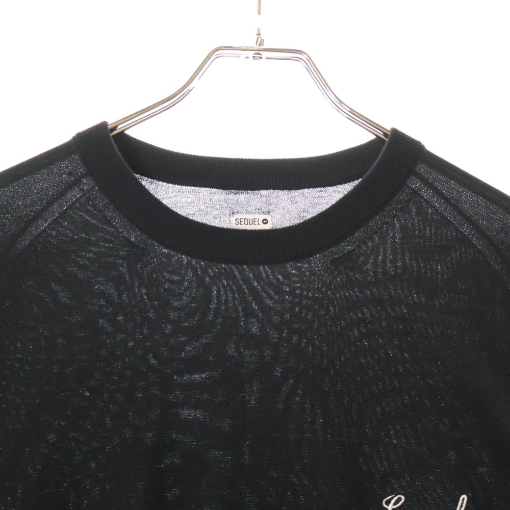 SEQUEL(シークエル) 25SS KNIT CREW NECK フロント刺繍 クルーネック コットンニット セーター ブラック SQ-25SS-KN-01