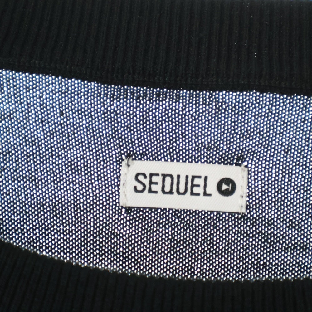 SEQUEL(シークエル) 25SS KNIT CREW NECK フロント刺繍 クルーネック コットンニット セーター ブラック SQ-25SS-KN-01