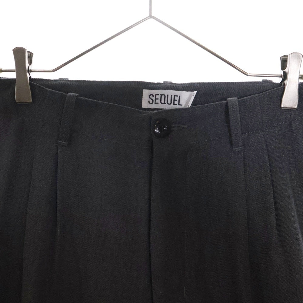 SEQUEL(シークエル) TYPE-T ウール混 ポリエステル 2タック センタープレス スラックスパンツ グレー