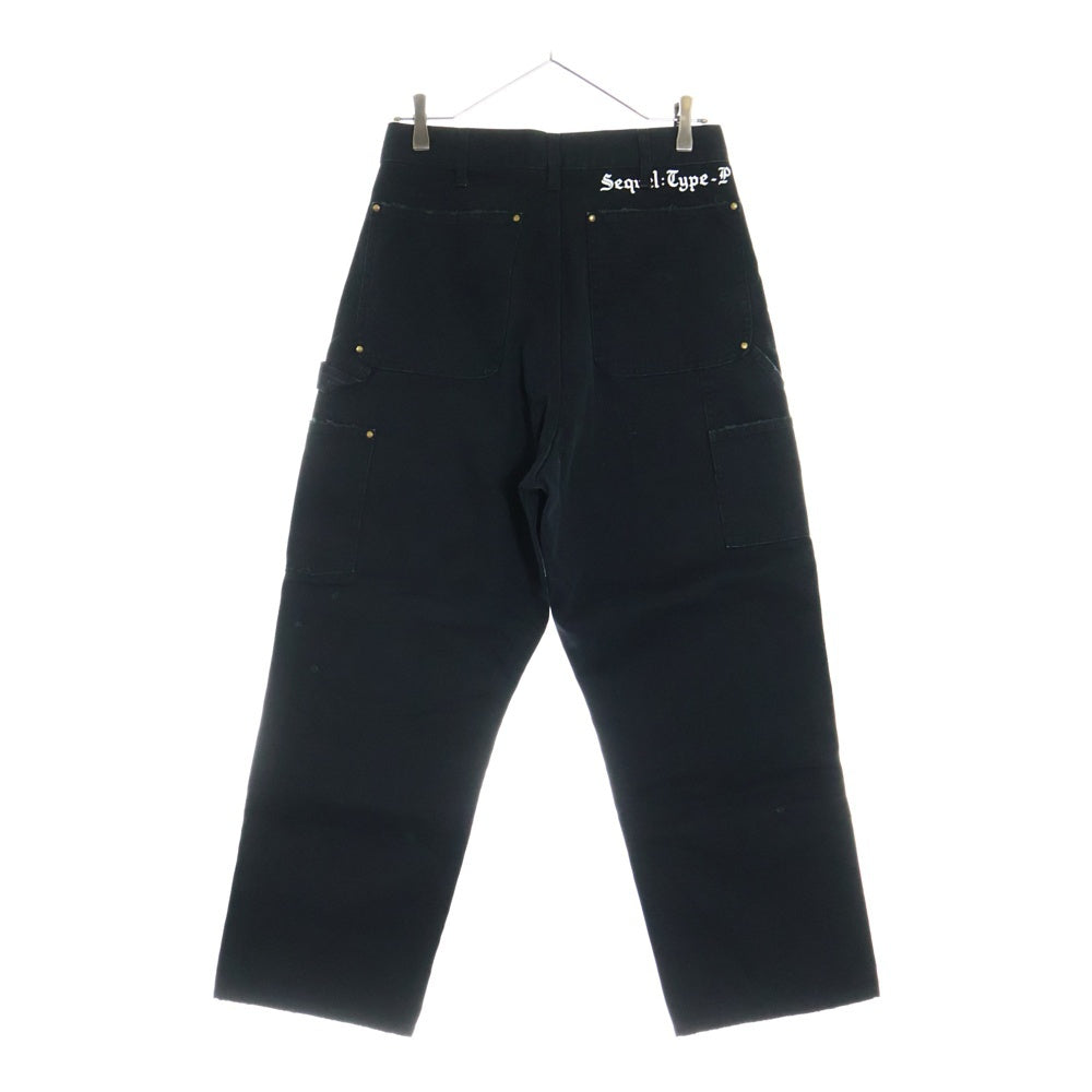 SEQUEL(シークエル) 25SS PAINTER PANTS TYPE-P VINTAGE加工 バックプリント コットン ワーク ペインターパンツ ブラック SQ-25SS-PT-05