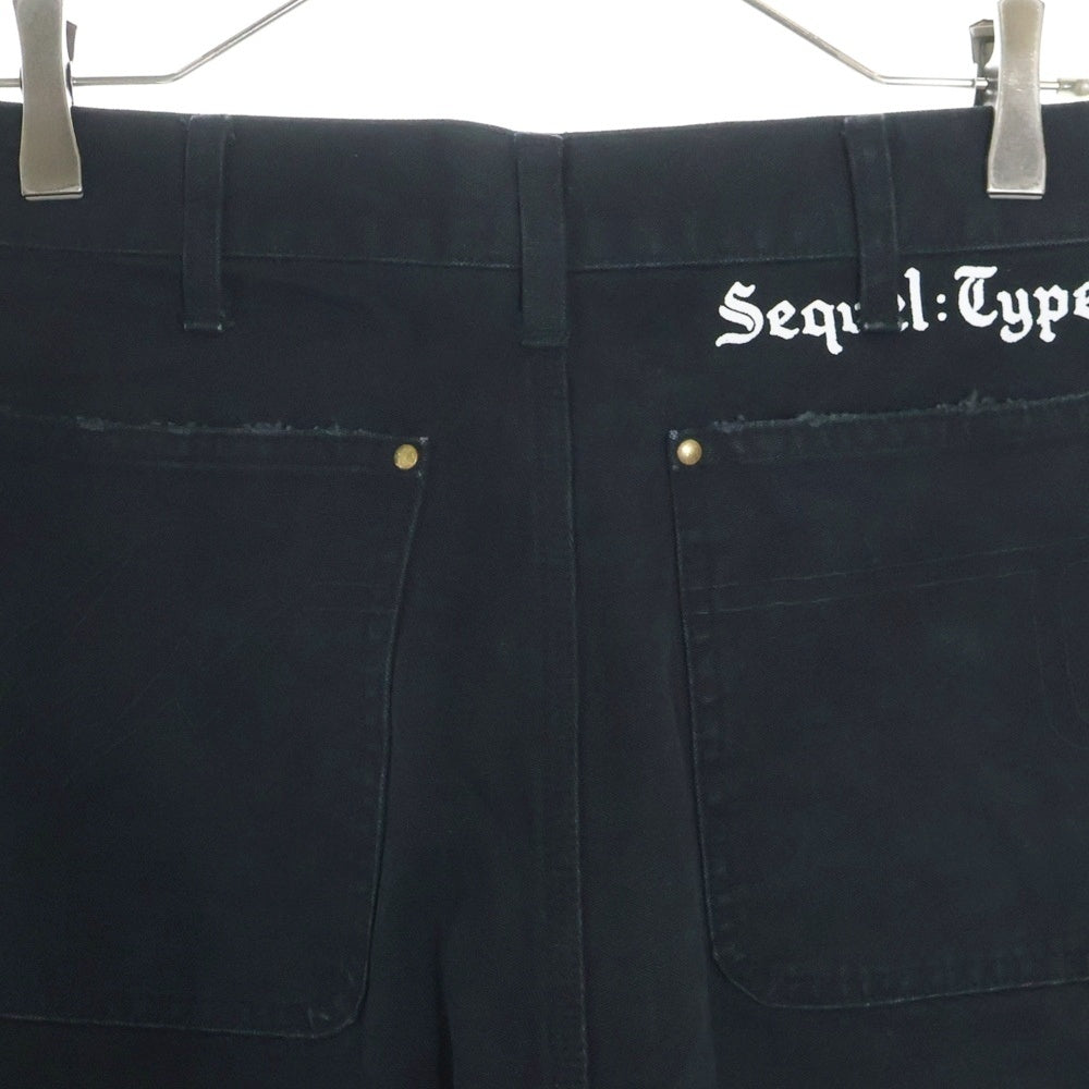 SEQUEL(シークエル) 25SS PAINTER PANTS TYPE-P VINTAGE加工 バックプリント コットン ワーク ペインターパンツ ブラック SQ-25SS-PT-05