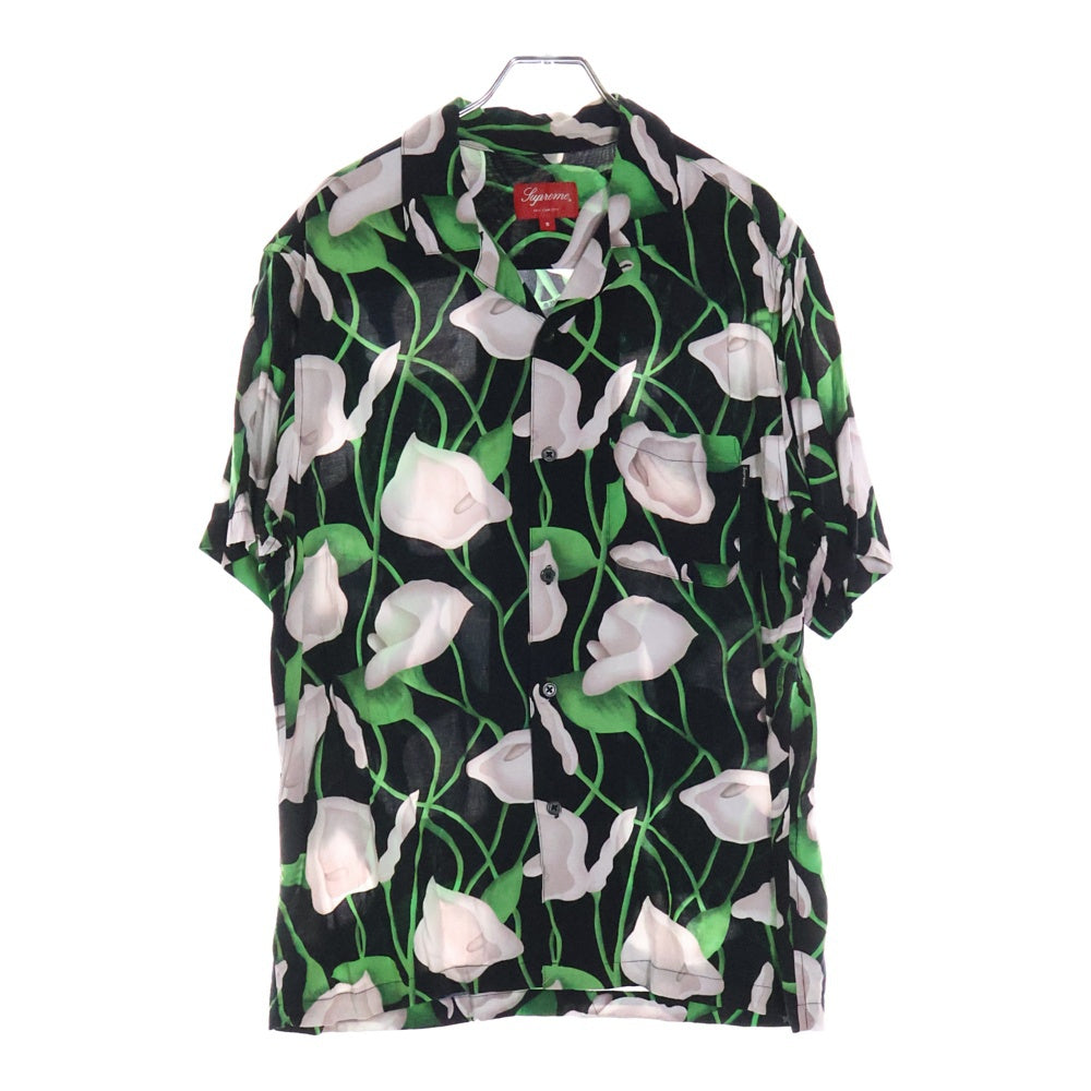 SUPREME(シュプリーム) 18SS Lily Rayon Shirt リリー レーヨン 半袖オープンカラーシャツ ブラック/グリーン