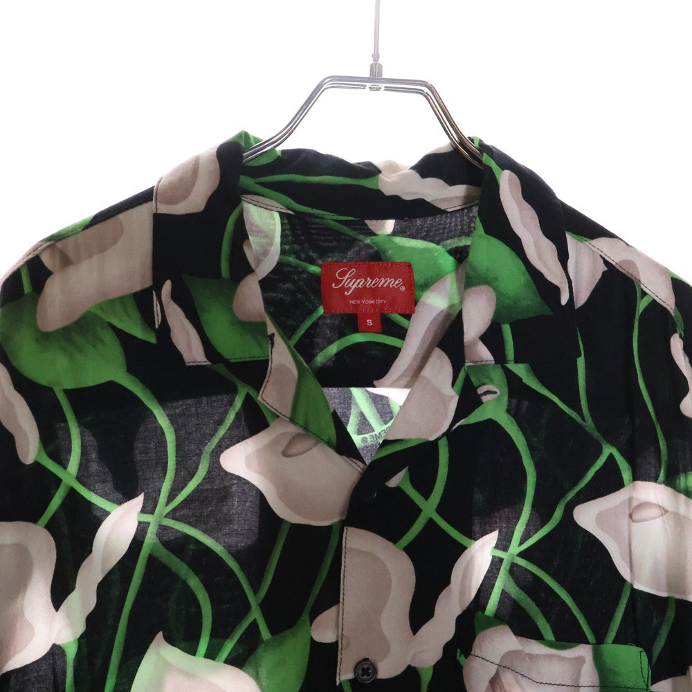 SUPREME(シュプリーム) 18SS Lily Rayon Shirt リリー レーヨン 半袖オープンカラーシャツ ブラック/グリーン