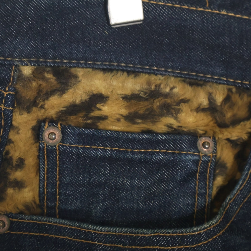 Levi's(リーバイス) 12AW ×SUPREME 505 JEANS LEOPARD USA製 レオパードポケット オレンジタブ スモールe ボタン裏4527 ジップフライ デニムパンツ インディゴ 00505-1001