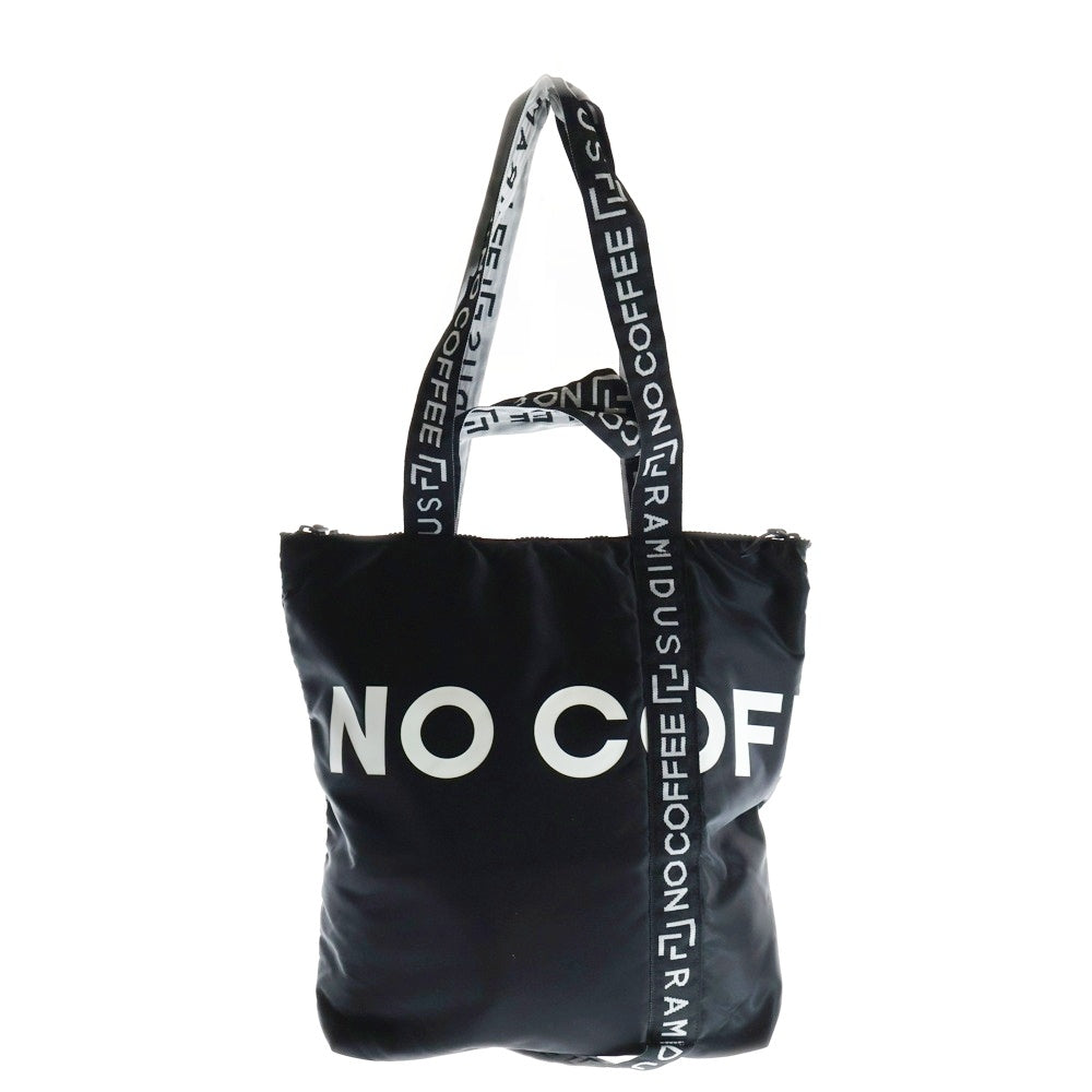 RAMIDUS(ラミダス) ×NO COFFEE TOTE BAG ノーコーヒー ロゴプリントパッチ ナイロン トートバッグ ブラック
