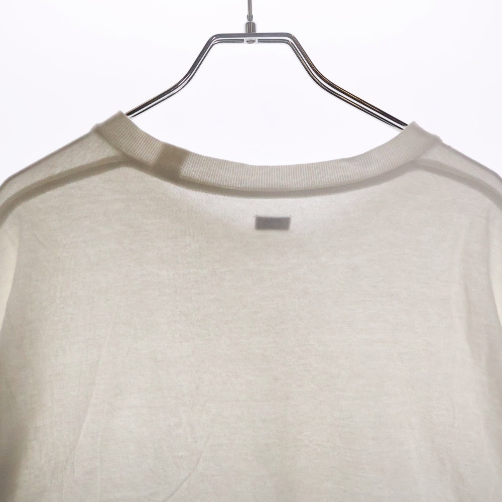 SEQUEL(シークエル) 袖裾リブチェッカー コットン クルーネック 長袖Tシャツ カットソー ホワイト