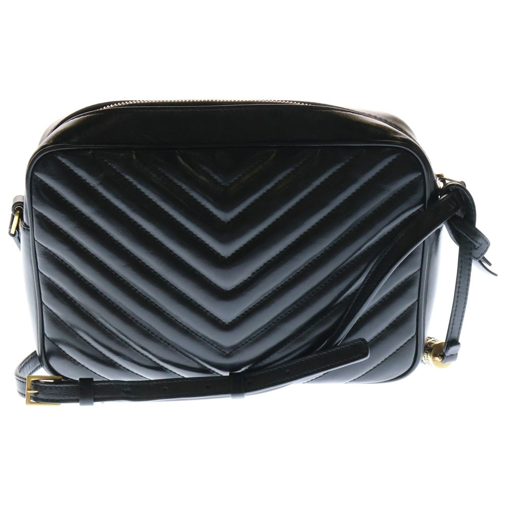 SAINT LAURENT PARIS(サンローランパリ) LOU ルー タッセル付 カサンドラ プレート レザー ショルダー カメラ バッグ ブラック レディース 612544