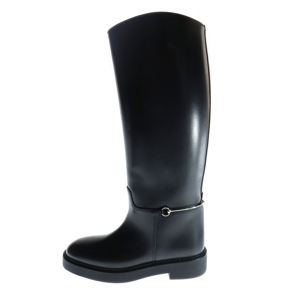 GUCCI(グッチ) Slim Horsebit Boot スリム ホースビット レザー ロング ブーツ レディース ブラック 80531 AADZD
