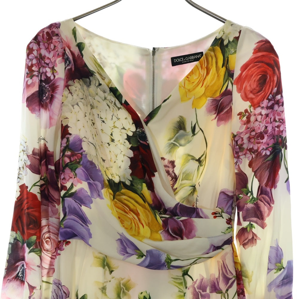 DOLCE & GABBANA(ドルチェアンドガッバーナ) シルク フローラル カシュクール タイトワンピース ドレス レディース マルチカラー F6D3UT