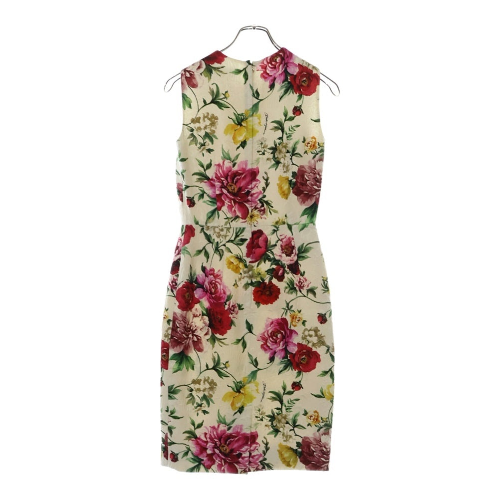 DOLCE & GABBANA(ドルチェアンドガッバーナ) ジャガード フローラル クルーネック ノースリーブ ミニタイトワンピース ドレス レディース マルチカラー F68O5T
