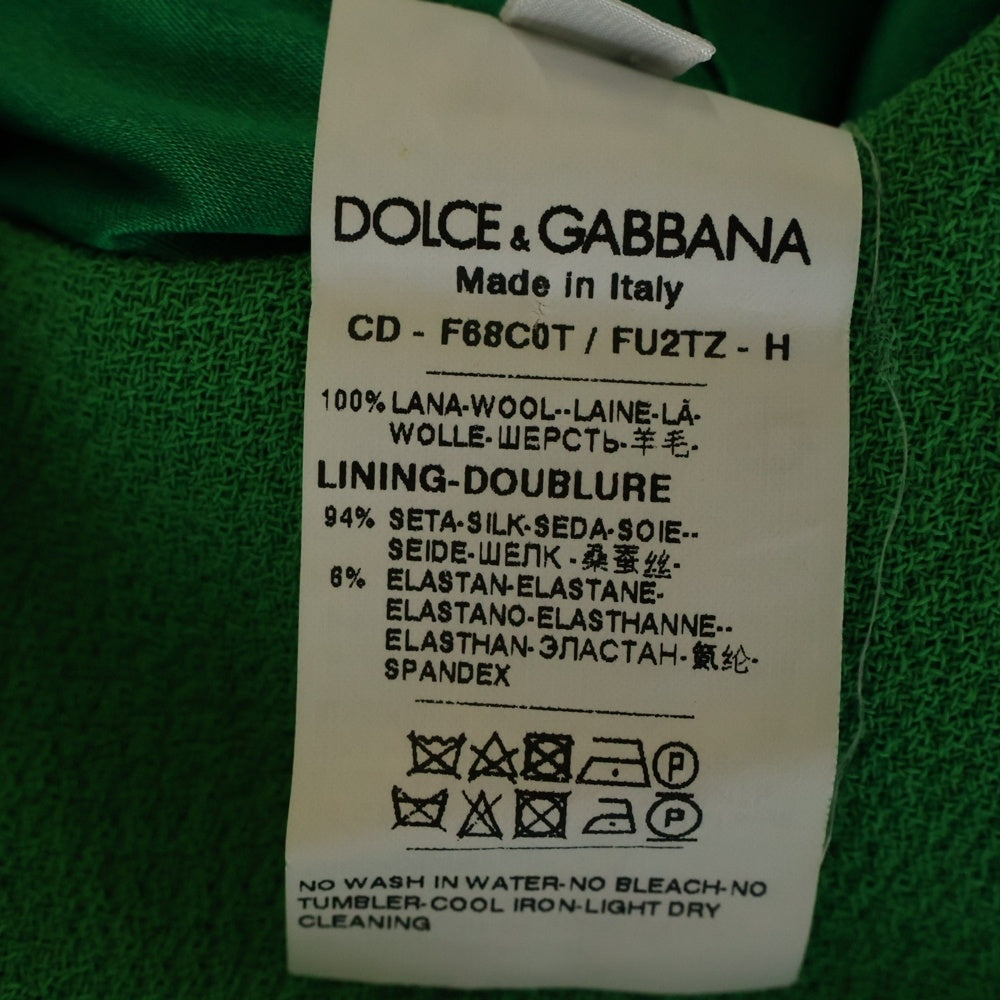DOLCE & GABBANA(ドルチェアンドガッバーナ) バージンウール バックボタン デザイン クルーネック ノースリーブ ミニタイトワンピース ドレス レディース グリーン F68C0T