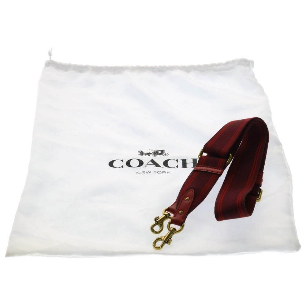 COACH(コーチ) シグネチャーハート柄 2WAY レザーショルダーバッグ ハンドバッグ レディース ブラウン/レッド C8391