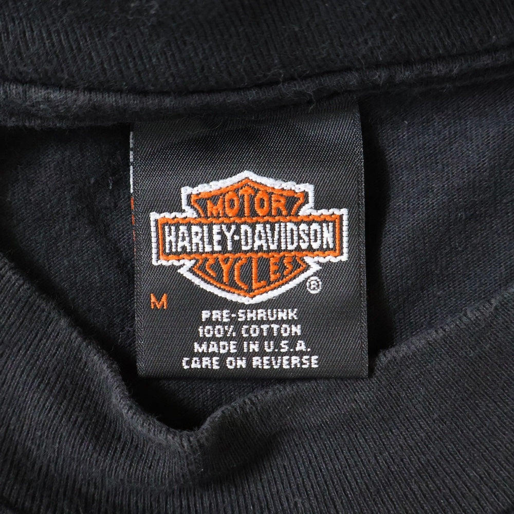 VINTAGE(ヴィンテージ) 90S VINTAGE HARLEY DAVIDSON POCKET TEE ヴィンテージ ハーレーダビッドソン ポケットTシャツ 両面プリント 半袖クルーネックカットソー ブラック