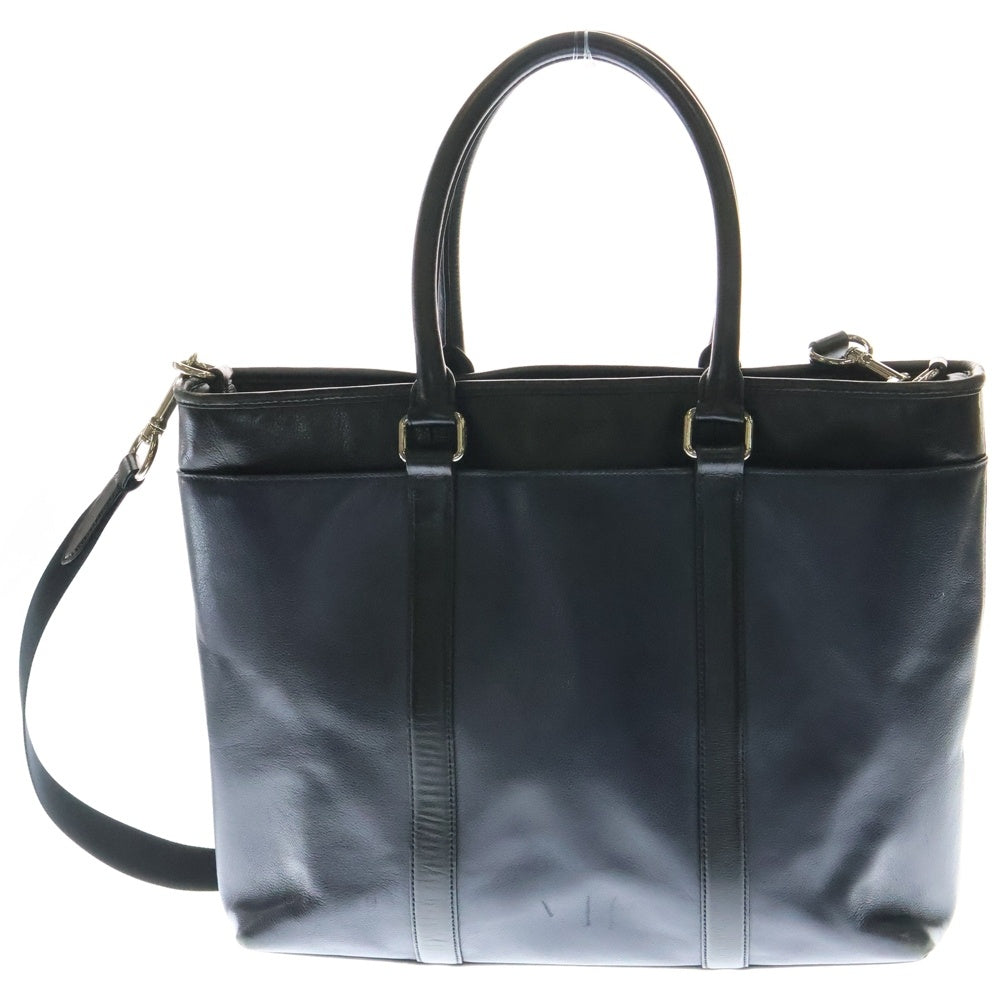 COACH(コーチ) ロゴ型押し 2WAY レザーショルダーバッグ トートバッグ ネイビー/ブラック