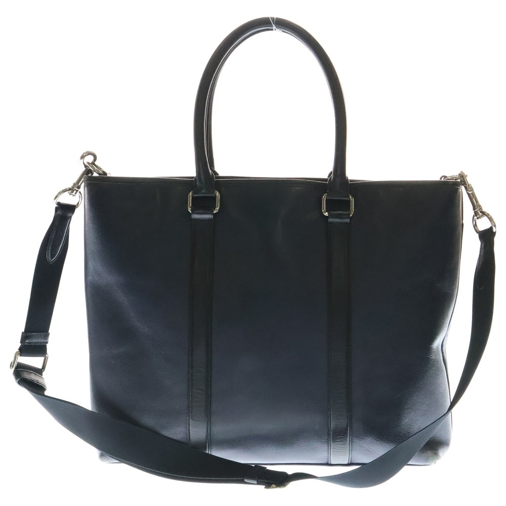 COACH(コーチ) ロゴ型押し 2WAY レザーショルダーバッグ トートバッグ ネイビー/ブラック