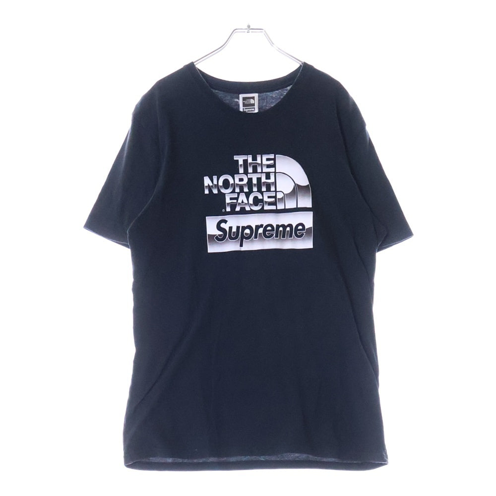 SUPREME(シュプリーム) 18SS ×THE NORTH FACE Metallic Logo Tee ノースフェイス メタリックロゴプリント クルーネック カットソー 半袖Tシャツ ブラック