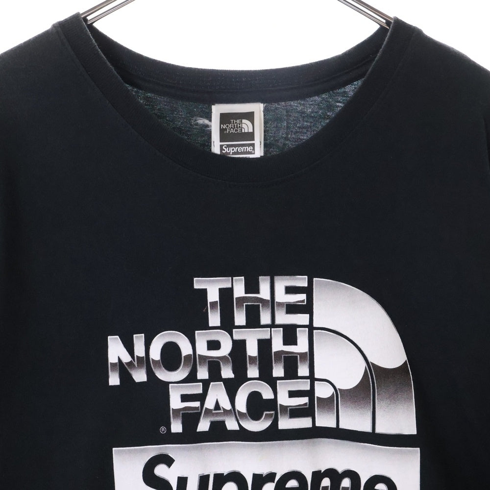 SUPREME(シュプリーム) 18SS ×THE NORTH FACE Metallic Logo Tee ノースフェイス メタリックロゴプリント クルーネック カットソー 半袖Tシャツ ブラック
