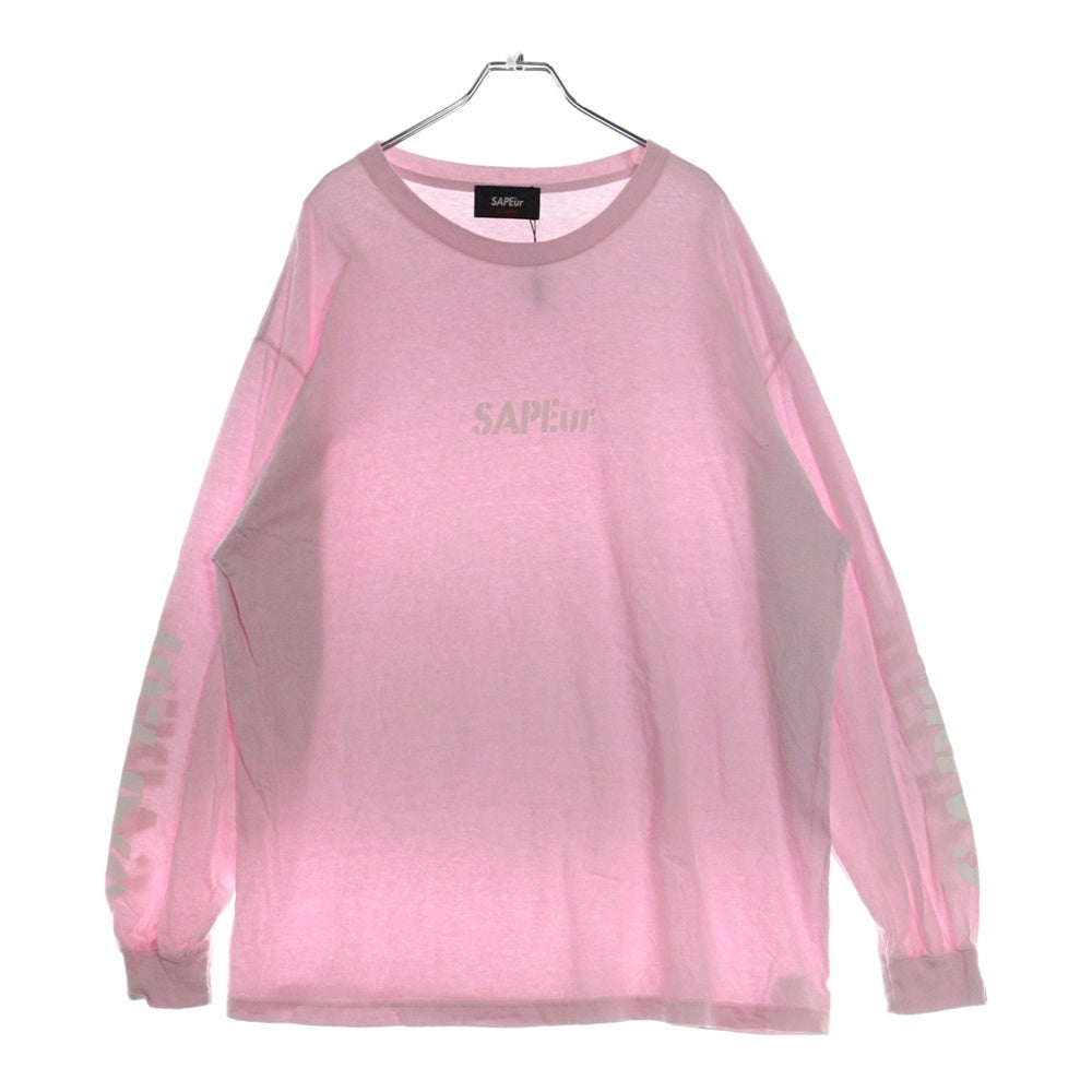 SAPEur(サプール) ロゴプリント クルーネック長袖Tシャツ カットソー ピンク