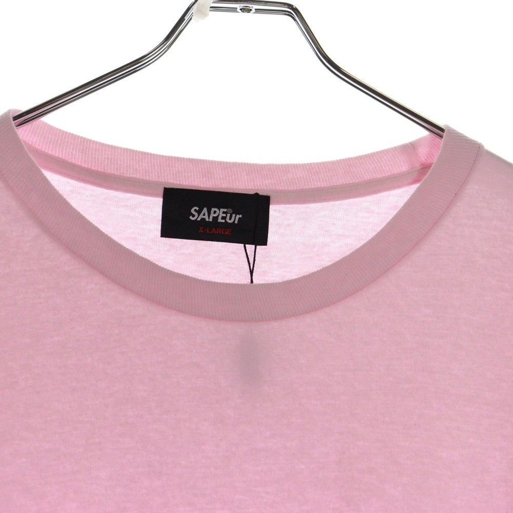 SAPEur(サプール) ロゴプリント クルーネック長袖Tシャツ カットソー ピンク