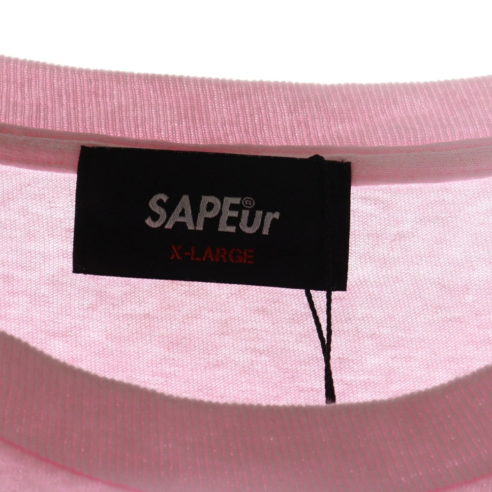 SAPEur(サプール) ロゴプリント クルーネック長袖Tシャツ カットソー ピンク
