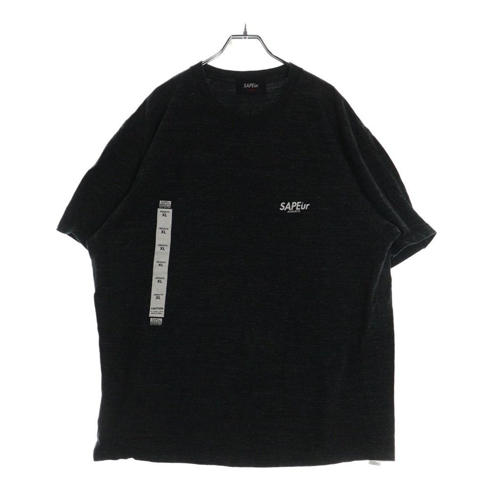 SAPEur(サプール) ロゴプリント クルーネック半袖Tシャツ カットソー グレー