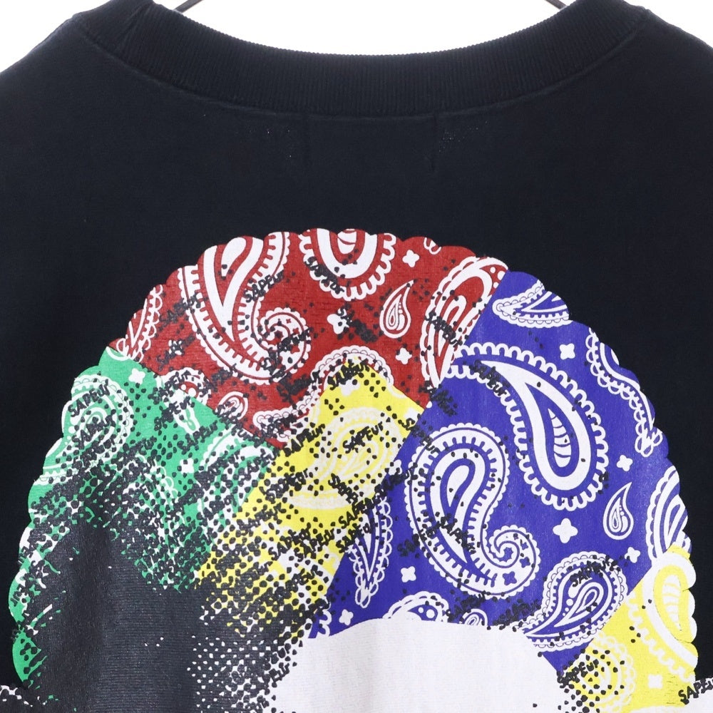 SAPEur(サプール) MULTI PAISLEY HEAD マルチ ペイズリー ヘッド フロントロゴプリント クルーネックスウェットトレーナー ブラック