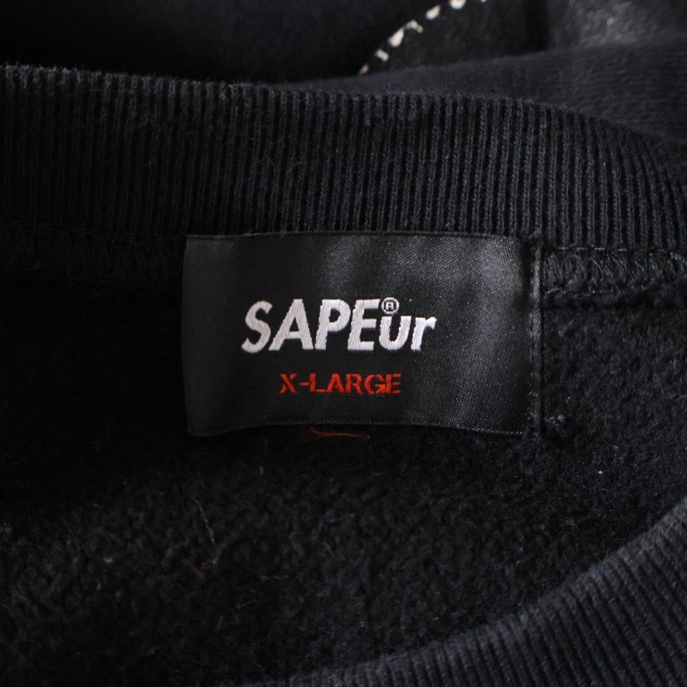 SAPEur(サプール) MULTI PAISLEY HEAD マルチ ペイズリー ヘッド フロントロゴプリント クルーネックスウェットトレーナー ブラック