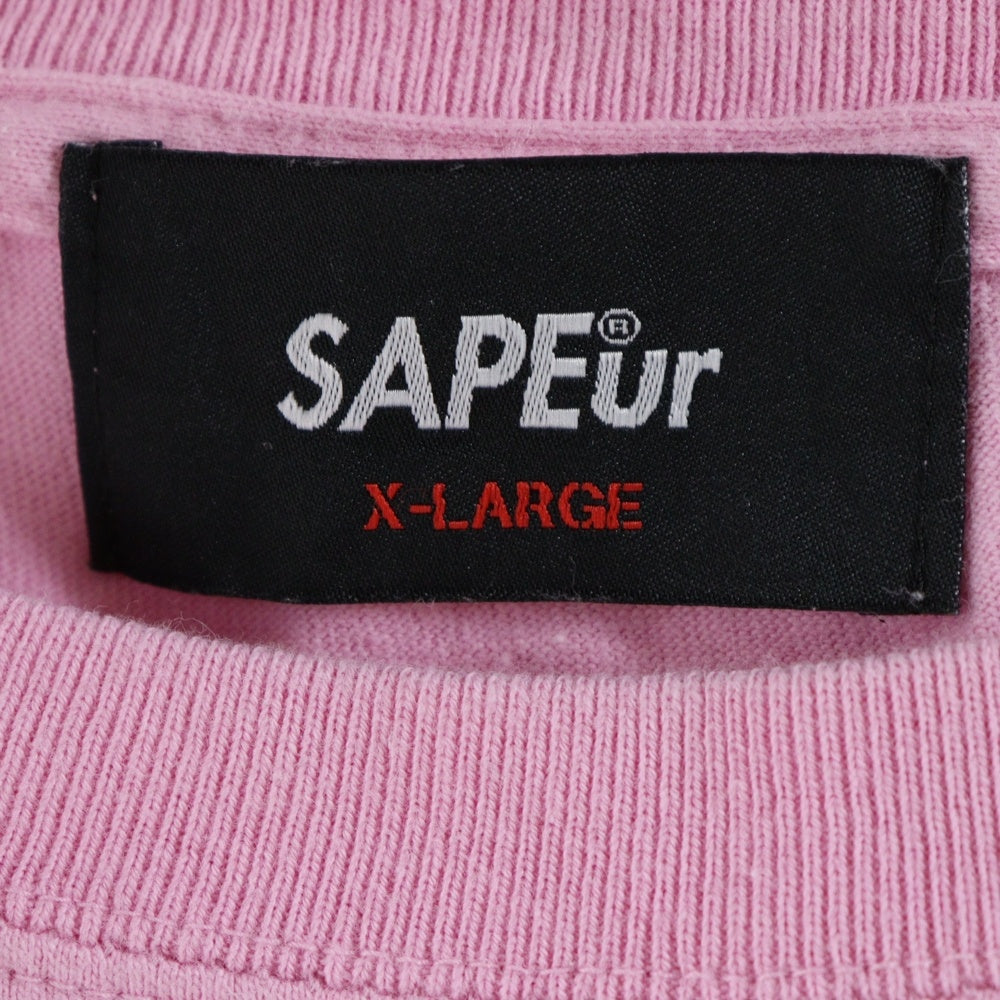 SAPEur(サプール) ロゴプリント クルーネック半袖Tシャツ カットソー ピンク