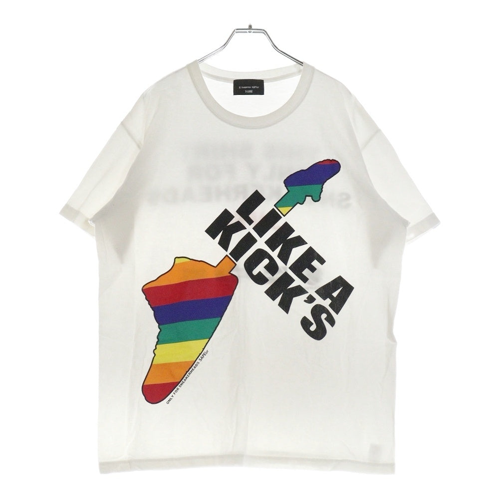 SAPEur(サプール) LIKE A KICK'S ライク ア キックス 両面プリント クルーネック半袖Tシャツ カットソー ホワイト